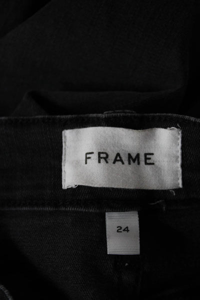 Frame Women Flared Jeans Gray High Rise Button Cotton Blend Size 24