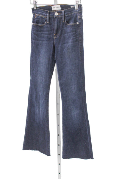 Frame Womens Flared High Rise Blue Jeans Cotton Button Fly Inseam 27 Size 23