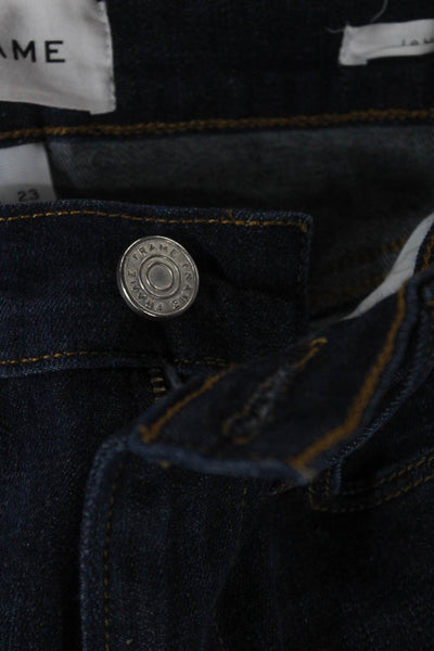 Frame Womens Flared High Rise Blue Jeans Cotton Button Fly Inseam 27 Size 23