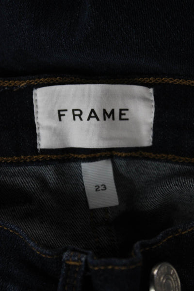 Frame Womens Flared High Rise Blue Jeans Cotton Button Fly Inseam 27 Size 23