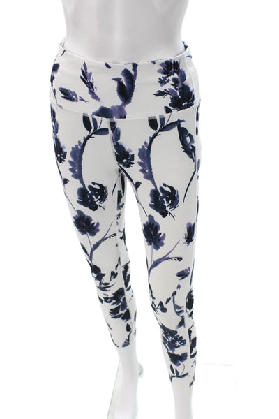 Athleta Womens White Floral Ankle Leggings Polyester Size XS