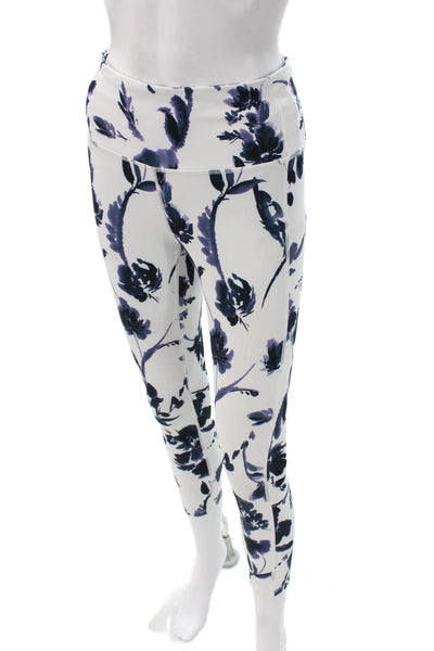 Athleta Womens White Floral Ankle Leggings Polyester Size XS