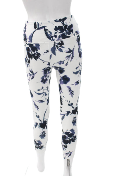 Athleta Womens White Floral Ankle Leggings Polyester Size XS