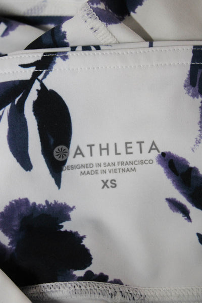 Athleta Womens White Floral Ankle Leggings Polyester Size XS