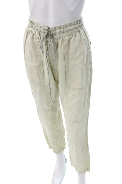 Bella Dahl Womens Linen Jogger Pants Green Drawstring Size XS