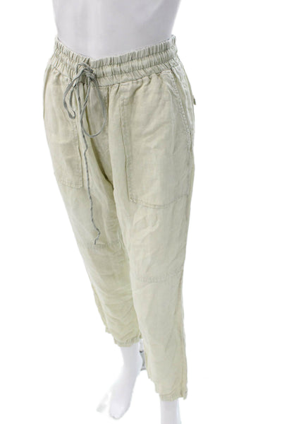 Bella Dahl Womens Linen Jogger Pants Green Drawstring Size XS