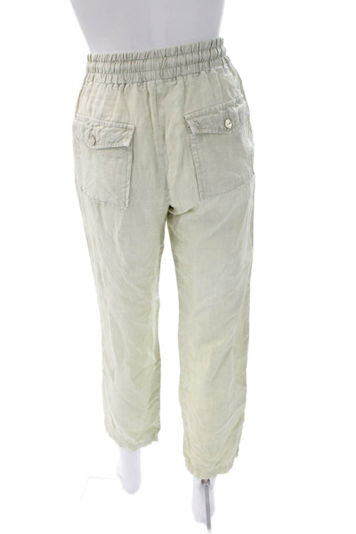Bella Dahl Womens Linen Jogger Pants Green Drawstring Size XS