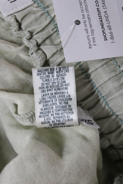 Bella Dahl Womens Linen Jogger Pants Green Drawstring Size XS