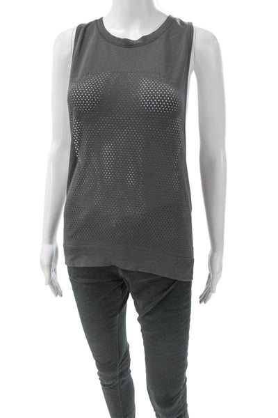 Lululemon Women Gray Basic Tank Sleeveless Round Neck Polyester Size 4