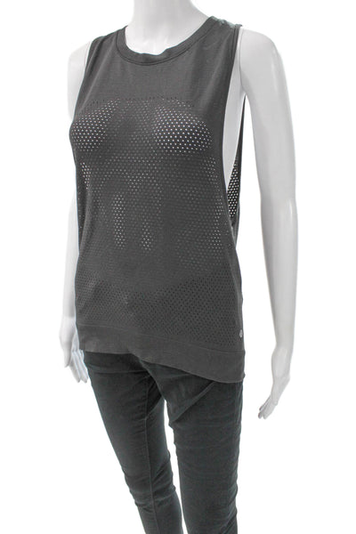 Lululemon Women Gray Basic Tank Sleeveless Round Neck Polyester Size 4