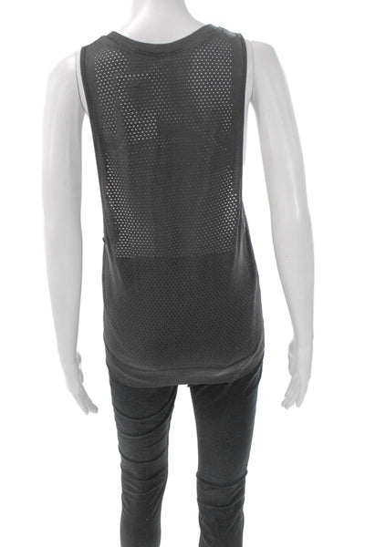 Lululemon Women Gray Basic Tank Sleeveless Round Neck Polyester Size 4
