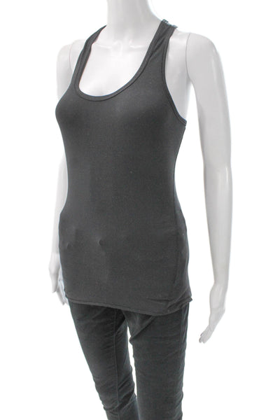 Athleta Women Gray Racerback Tank Scoop Neck Sleeveless Polyester Size 2XS