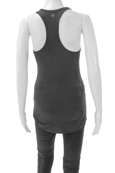 Athleta Women Gray Racerback Tank Scoop Neck Sleeveless Polyester Size 2XS
