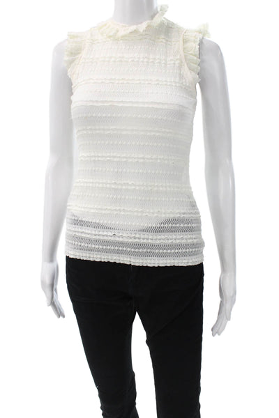 Cinq A Sept Women Sleeveless Mock Neck Button Nylon Blouse Size XS