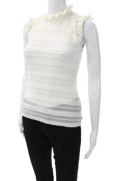 Cinq A Sept Women Sleeveless Mock Neck Button Nylon Blouse Size XS