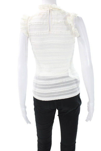Cinq A Sept Women Sleeveless Mock Neck Button Nylon Blouse Size XS