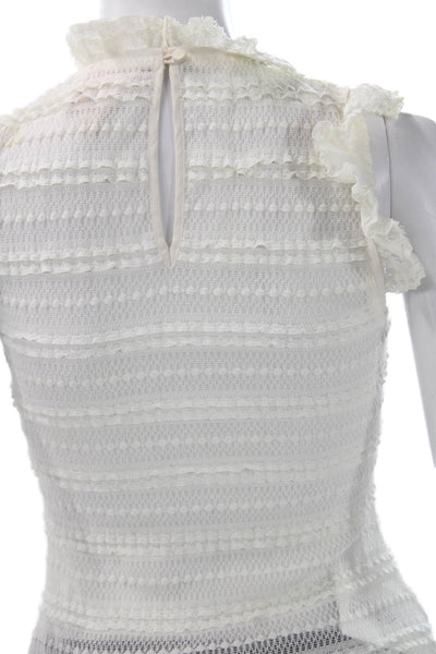 Cinq A Sept Women Sleeveless Mock Neck Button Nylon Blouse Size XS