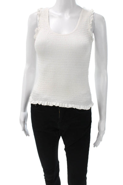 Joie Womens Basic Sleeveless Scoop Neck Tank White Linen Viscose Size XS