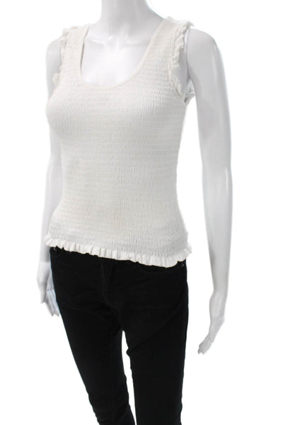 Joie Womens Basic Sleeveless Scoop Neck Tank White Linen Viscose Size XS