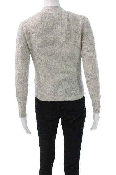 J Crew Womens Gray V Neck Alpaca Wool Cardigan Long Sleeve Size 2XS
