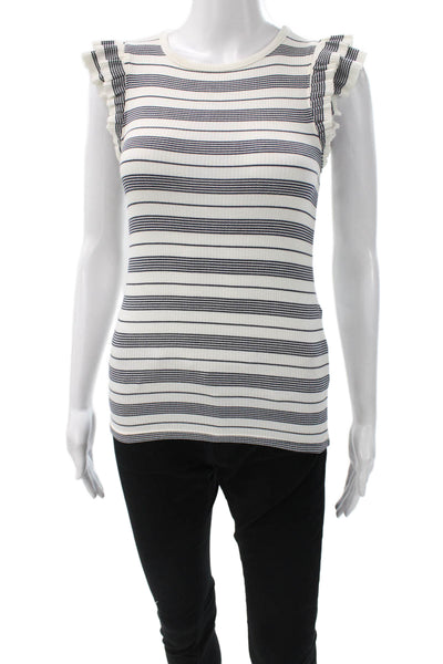 J Crew Womens Basic Striped Crew Neck Short Sleeve T Shirt White Size 2XS