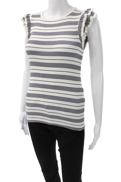 J Crew Womens Basic Striped Crew Neck Short Sleeve T Shirt White Size 2XS