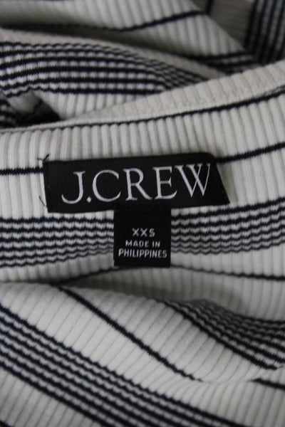 J Crew Womens Basic Striped Crew Neck Short Sleeve T Shirt White Size 2XS