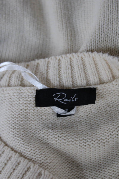 Rails Womens Pullover Ivory Floral Cotton Crew Neck Long Sleeve Size XS