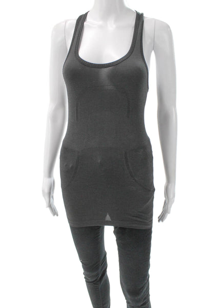 Lululemon Women Basic Scoop Neck Sleeveless Tank Gray Polyester Size 4