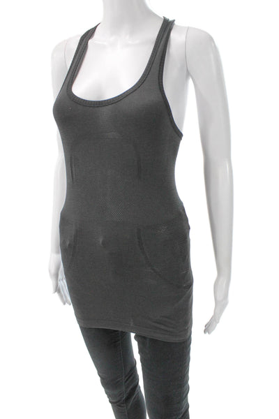 Lululemon Women Basic Scoop Neck Sleeveless Tank Gray Polyester Size 4