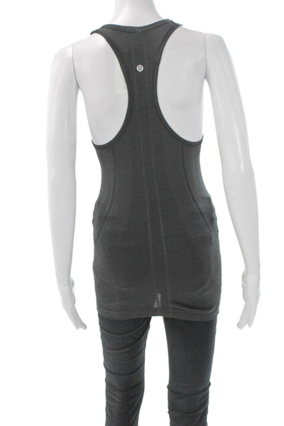 Lululemon Women Basic Scoop Neck Sleeveless Tank Gray Polyester Size 4