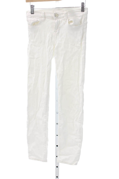 J Brand Womens White Skinny Jeans Mid Rise Cotton Inseam 25 Size 24