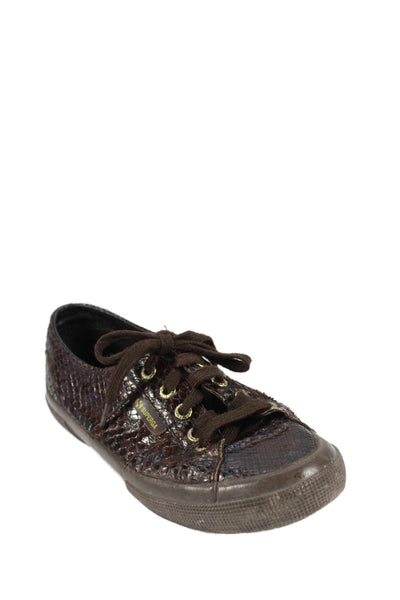 Superga X Roberto Cavalli Womens Python Snakeskin Sneakers Brown Size 38 8