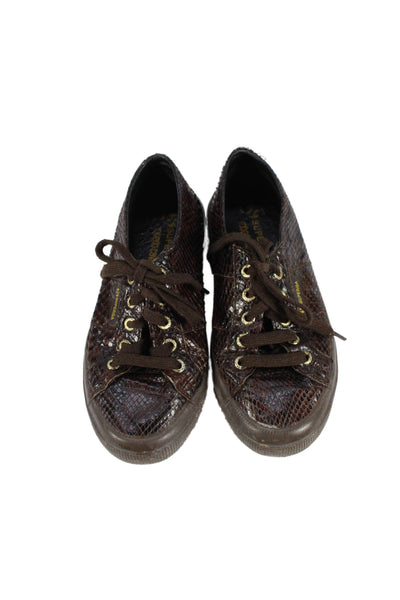Superga X Roberto Cavalli Womens Python Snakeskin Sneakers Brown Size 38 8