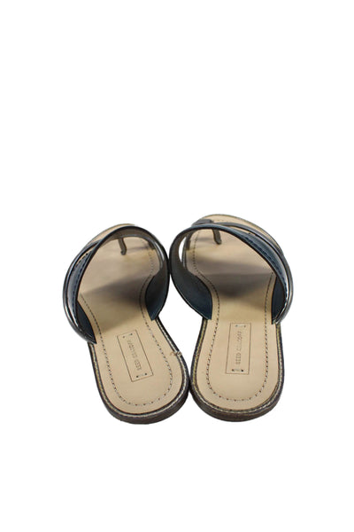 Reed Krakoff Womens Leather Toe Ring Slide On Sandals Blue Grey Size 37.5 7.5