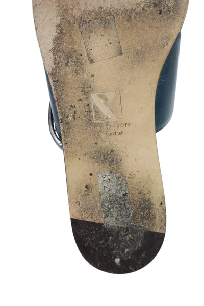 Reed Krakoff Womens Leather Toe Ring Slide On Sandals Blue Grey Size 37.5 7.5