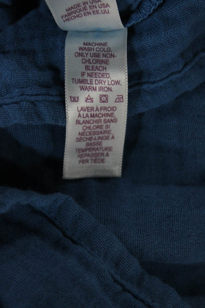 Velvet Womens Mini V-Neck Cotton Dress Blue Short Sleeve Pullover Size S