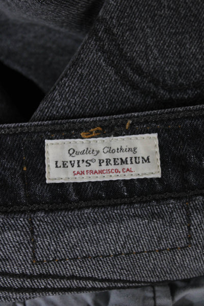 Levis Unisex Adults Straight High Waist Gray Jeans Button Cotton Blend Size 27