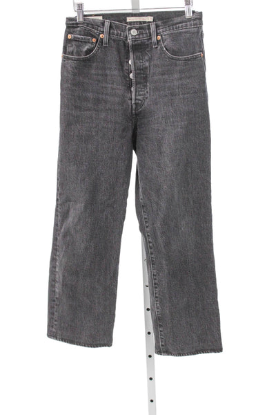 Levis Women Ankle Jeans High Waist Black Cotton Button Size 27