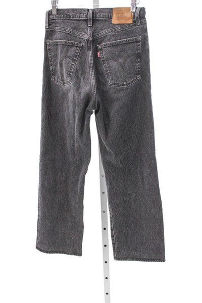 Levis Women Ankle Jeans High Waist Black Cotton Button Size 27