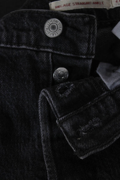 Levis Women Ankle Jeans High Waist Black Cotton Button Size 27