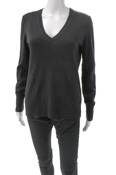 Everlane Women Cashmere V-Neck Pullover Gray Long Sleeve Solid Size S