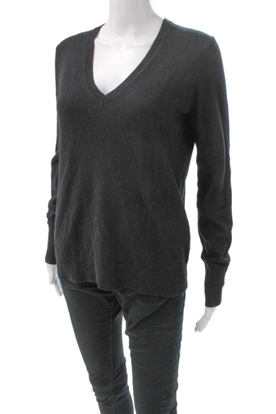 Everlane Women Cashmere V-Neck Pullover Gray Long Sleeve Solid Size S