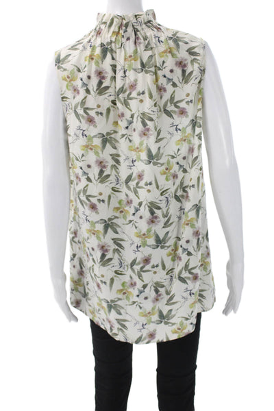 Lafayette 148 New York Women Silk Floral Mock Neck Sleeveless Tunic Size M
