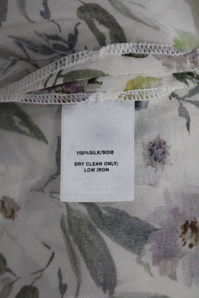 Lafayette 148 New York Women Silk Floral Mock Neck Sleeveless Tunic Size M