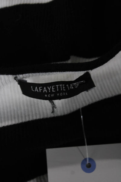 Lafayette 148 New York Womens Black Striped Tunic Sweater 3/4 Sleeve Size S