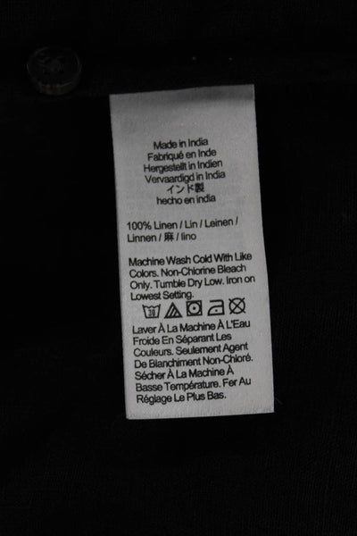 J Crew Womens Gray Linen Collared Button-Up Short Sleeve Basic Top Size M