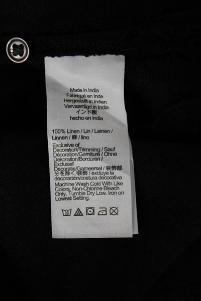 J Crew Women Linen V Neck Tunic Blouse Black Long Sleeve Size S