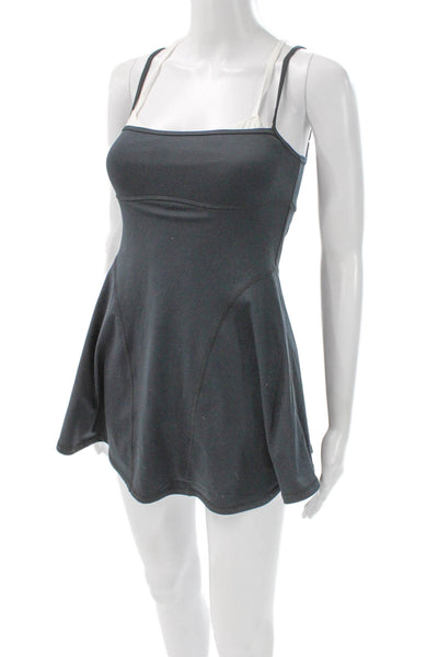 Free People Womens Mini Square Neck Sleeveless Gray Polyester Dress Size XS