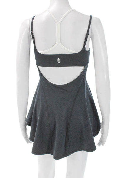 Free People Womens Mini Square Neck Sleeveless Gray Polyester Dress Size XS